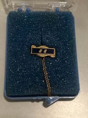 Vintage Roman Numeral II Enameled Guard Pin with Chain